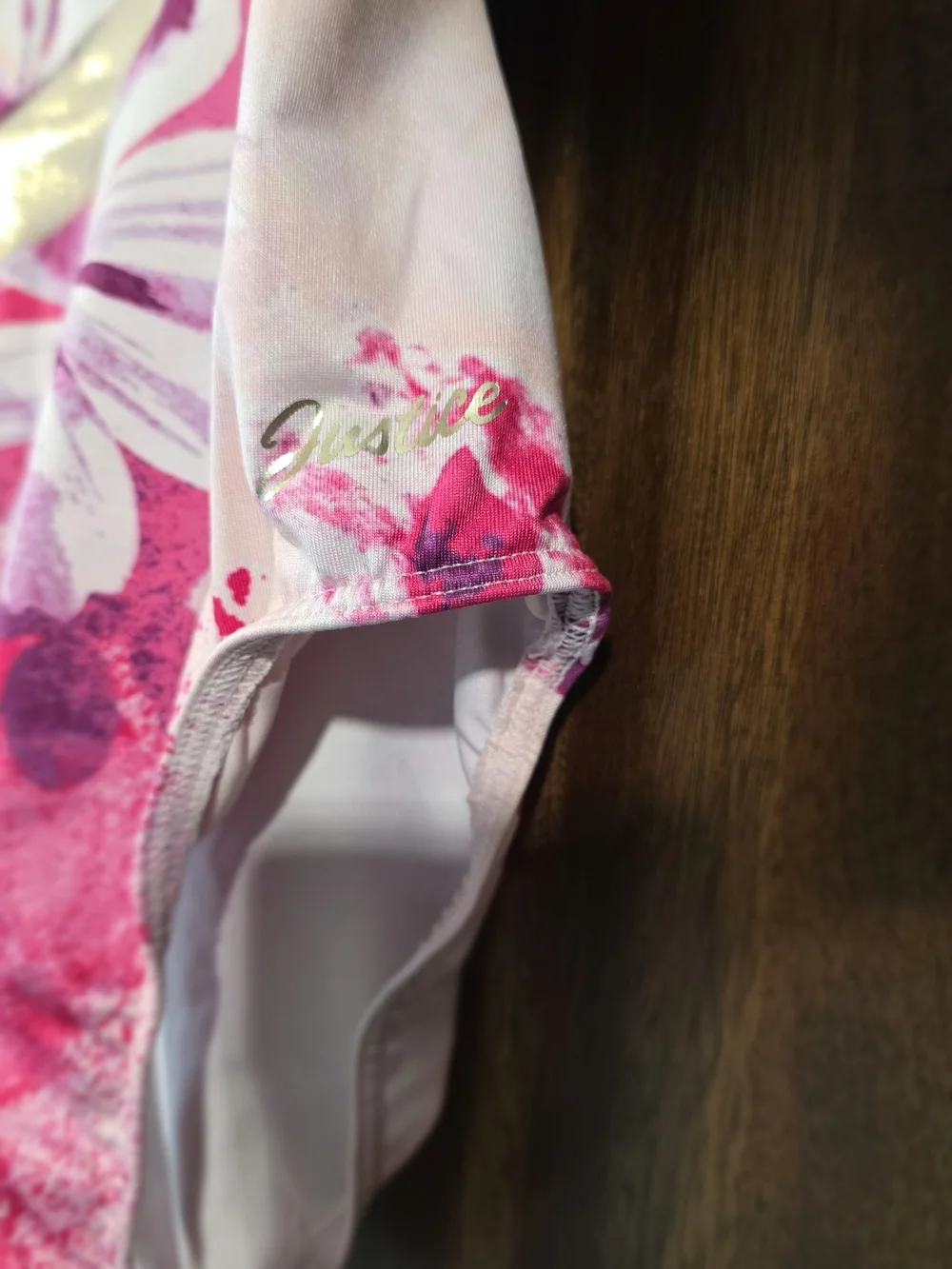 Justice Pink & Gold Floral One-Piece Leotard with Matching Leggings